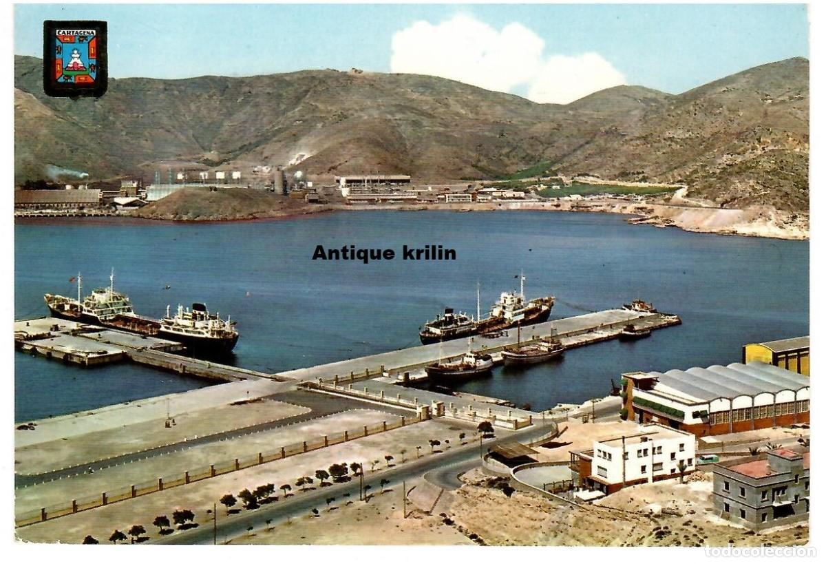 Postales: CARTAGENA N&ordm; 19 DARSENA DE ESCOMBRERAS / ESCUDO DE ORO / SIN FRANQUEAR PERO ESCRITA DORSO