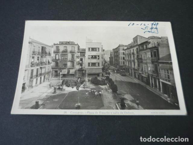 Postales: CARTAGENA MURCIA PLAZA DE RISUE&Ntilde;O Y CALLE DE GISBERT