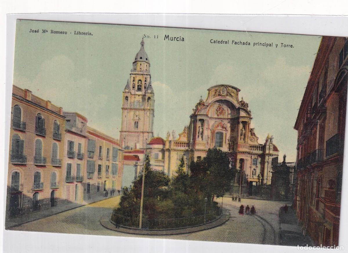 Postales: Jose Mar&iacute;a Romero Libreria. n&ordm; 11 Murcia. Catedral fachada principal y torre. Sin circular.