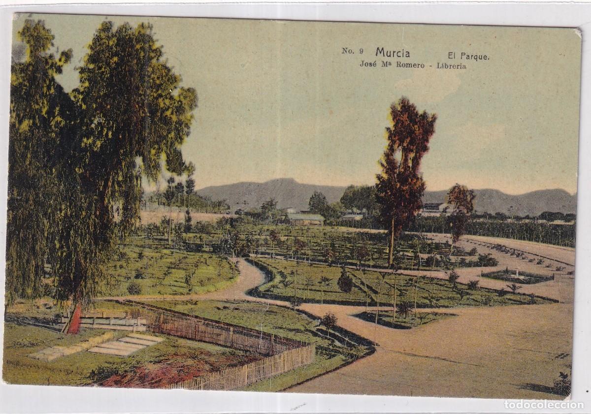 Postales: Jose Mar&iacute;a Romero Libreria. n&ordm; 9 Murcia. El parque Sin circular.