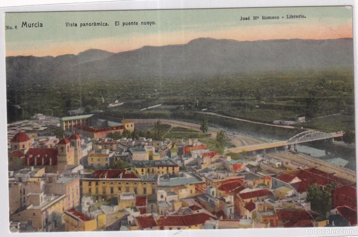 Postales: Jose Mar&iacute;a Romero Libreria. n&ordm; 6 Murcia. Vista panor&aacute;mica. El Puente nuevo. Sin circular.