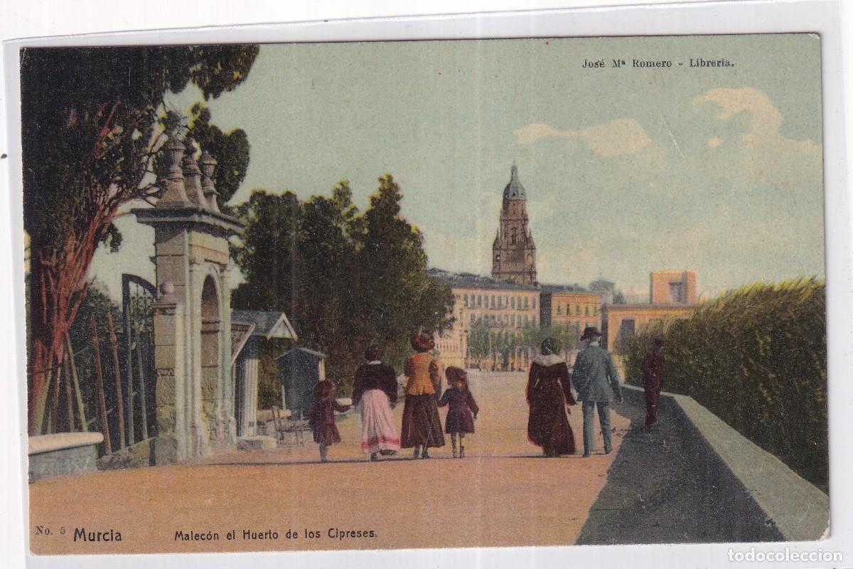 Postales: Jose Mar&iacute;a Romero Libreria. n&ordm; 5 Murcia. Malec&oacute;n el huerto de los Cipreses . Sin circular.