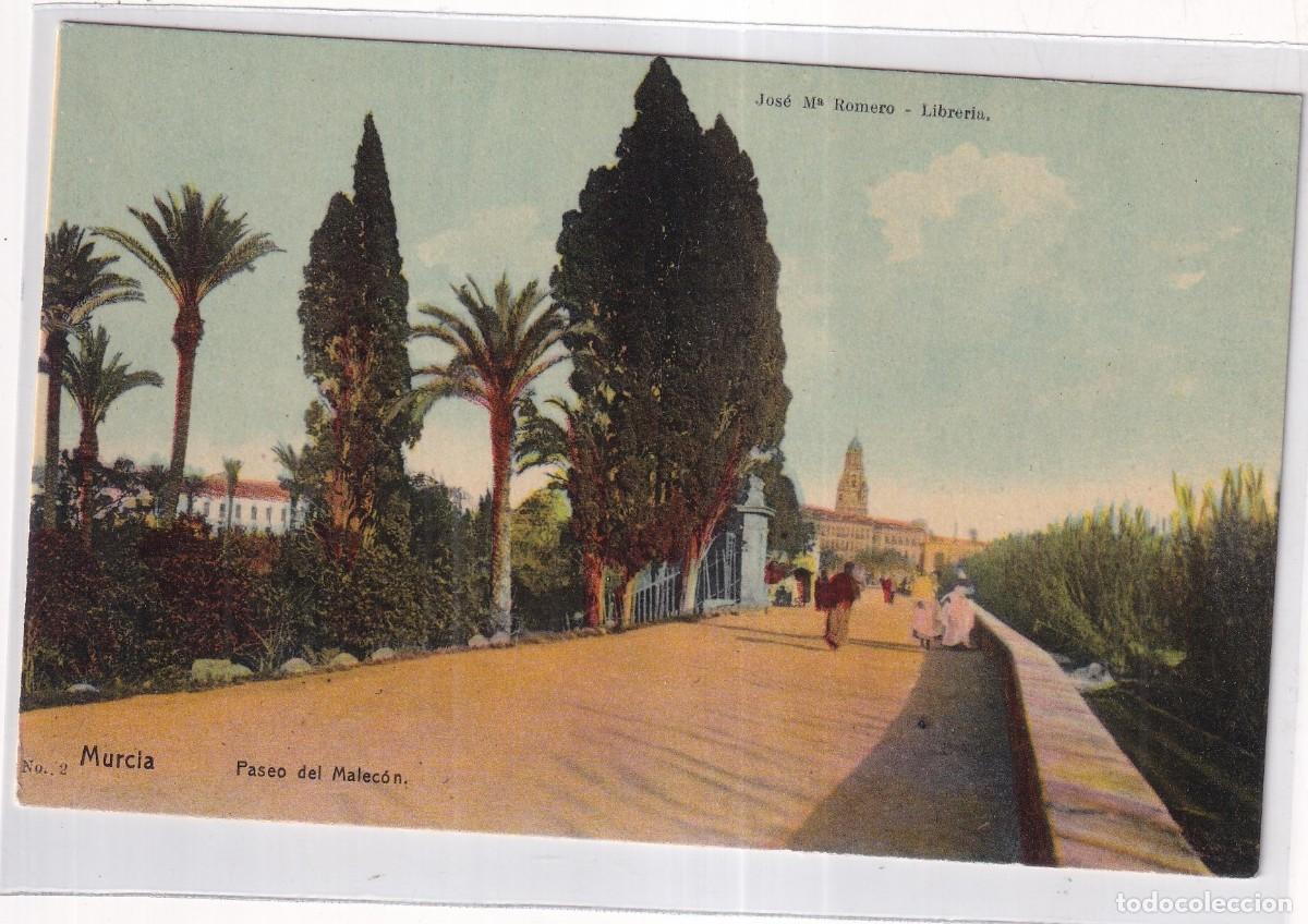 Postales: Jose Mar&iacute;a Romero Libreria. n&ordm; 2 Murcia. Paseo del Malec&oacute;n. Sin circular.
