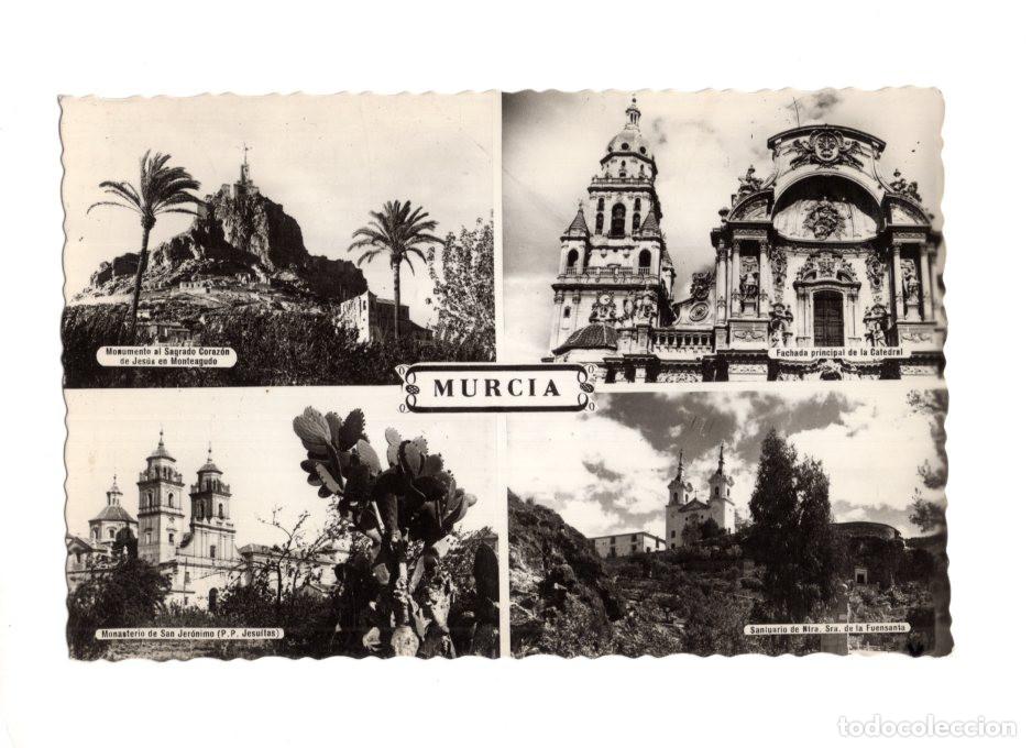 Postales: RECUERDO DE LA CIUDAD DE MURCIA. MONTEAGUDO, CATEDRAL, SAN JER&Oacute;NIMO, SAN JER&Oacute;NIMO. 4 VISTAS.