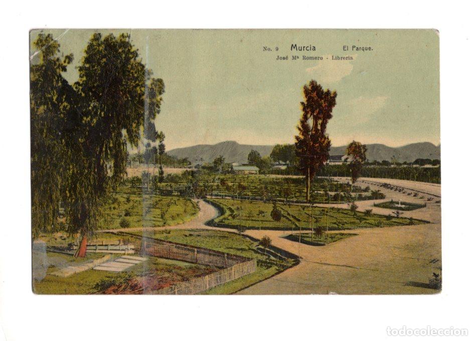 Postales: MURCIA.- EL PARQUE. JOS&Eacute; M&ordf; ROMERO LIBRER&Iacute;A