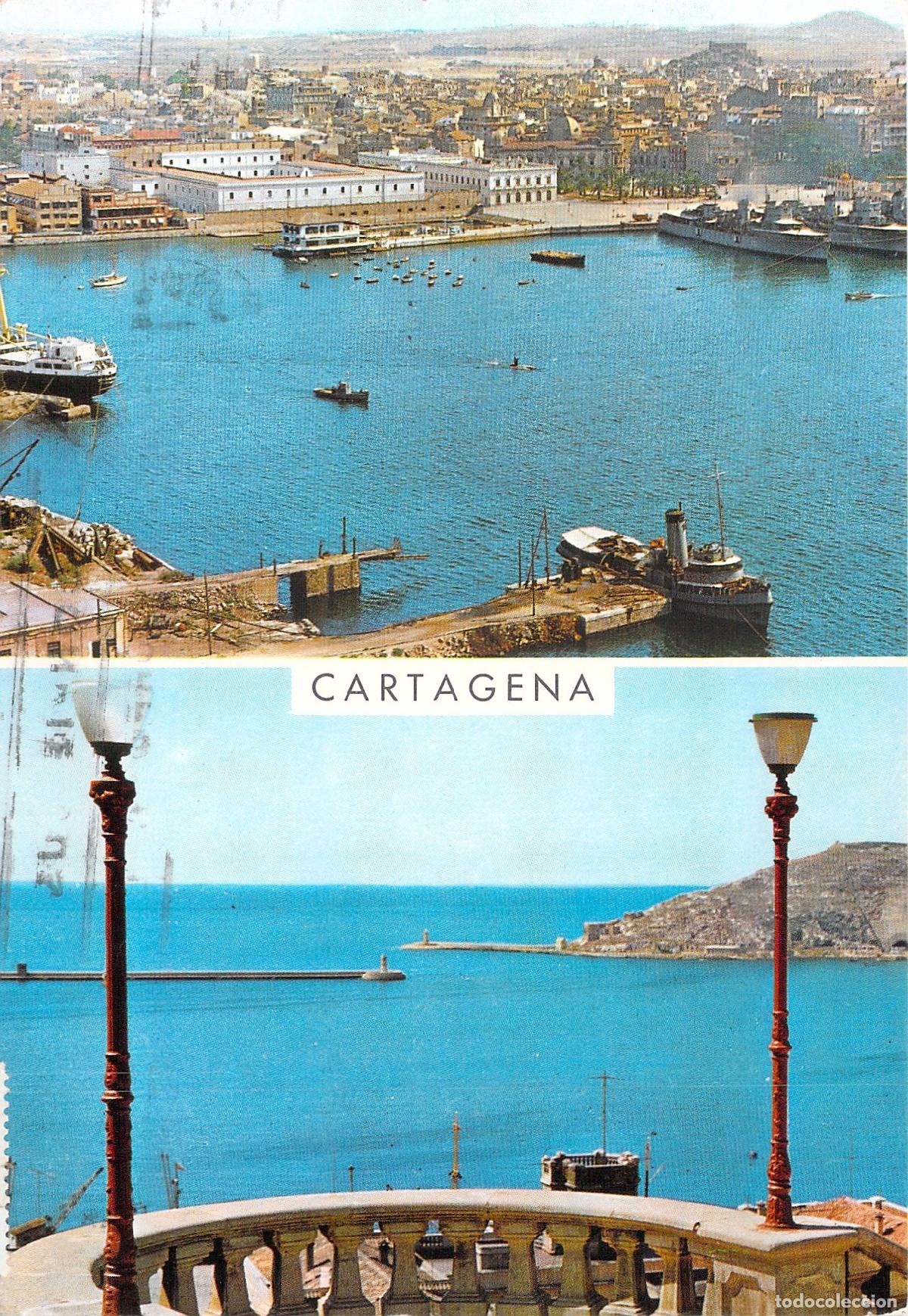 Postales: Tarjeta Postal de Cartagena con Vistas del Puerto y del Mar