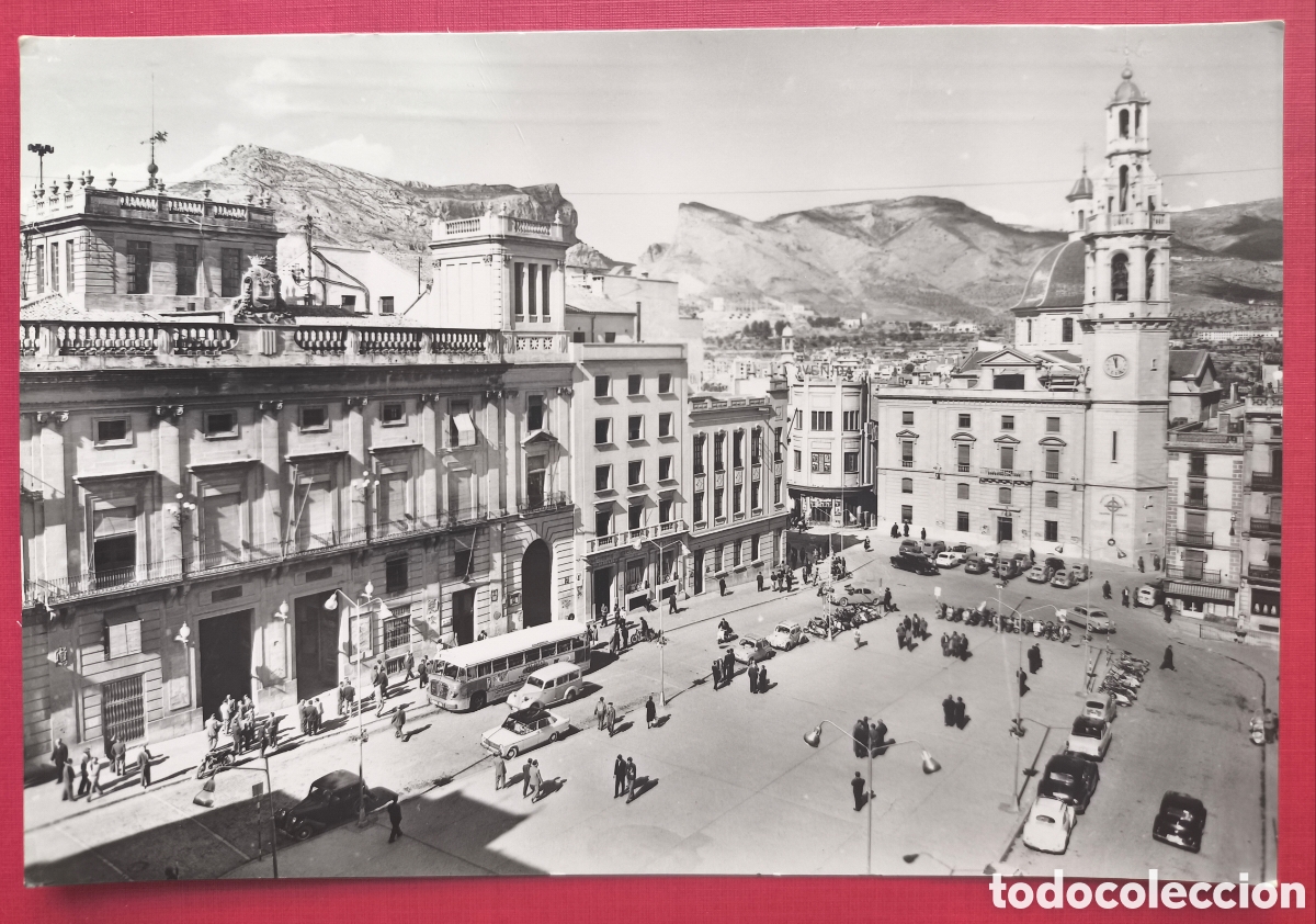 Postales: ALCOI PLA&Ccedil;A ESPANYA POSTAL FOTOGR&Aacute;FICA ALCOY ALICANTE ALACANT C. 1960