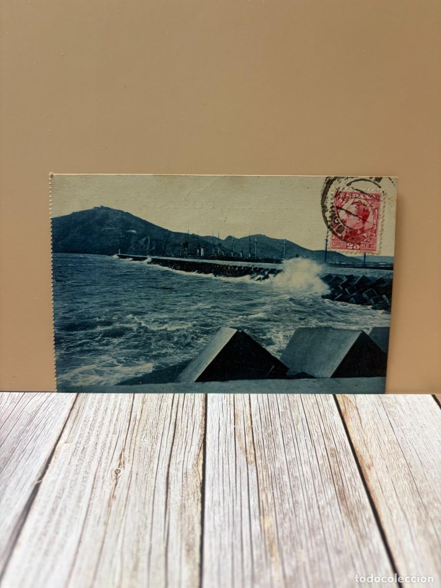 Postales: TARJETA POSTAL. CARTAGENA. 48.- DIQUE DE LA CURRA. TEMPORAL. L. ROISIN FOT.