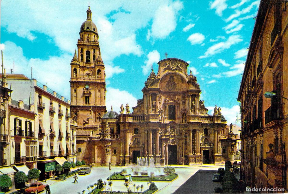 Postales: Postal de la Catedral de Murcia con su fachada barroca