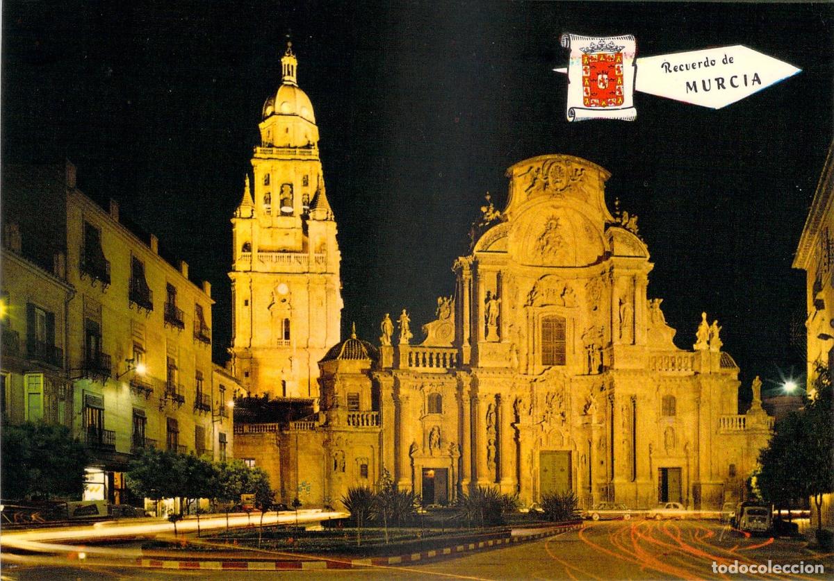 Postales: Tarjeta Postal de la Fachada Nocturna de la Catedral de Murcia