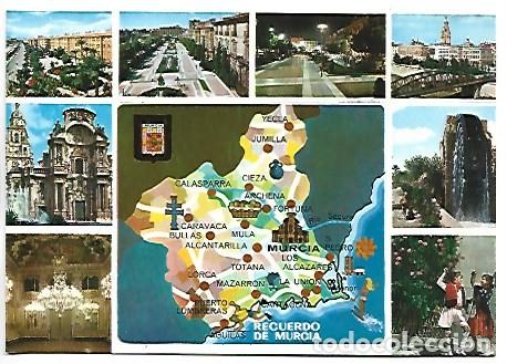 Postales: MULTIVISTAS CON MAPA DE MURCIA