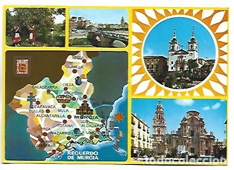Postales: HUERTANAS - PUENTE VIEJO - CATEDRAL.- RECUERDO DE MURCIA