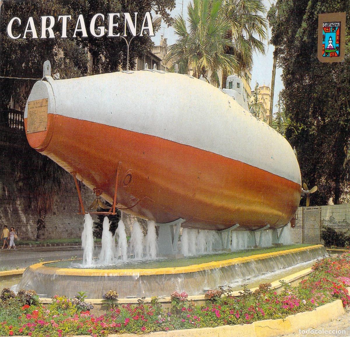 Postales: Postal de Cartagena - Monumento al Submarino Peral en la Explanada del Muelle