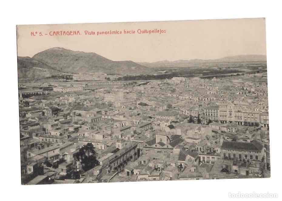 Postales: TARJETA POSTAL CARTAGENA N&ordm; 5 VISTA PANORAMICA HACIA QUITAPELLEJOS. FOTOTIPIA THOMAS