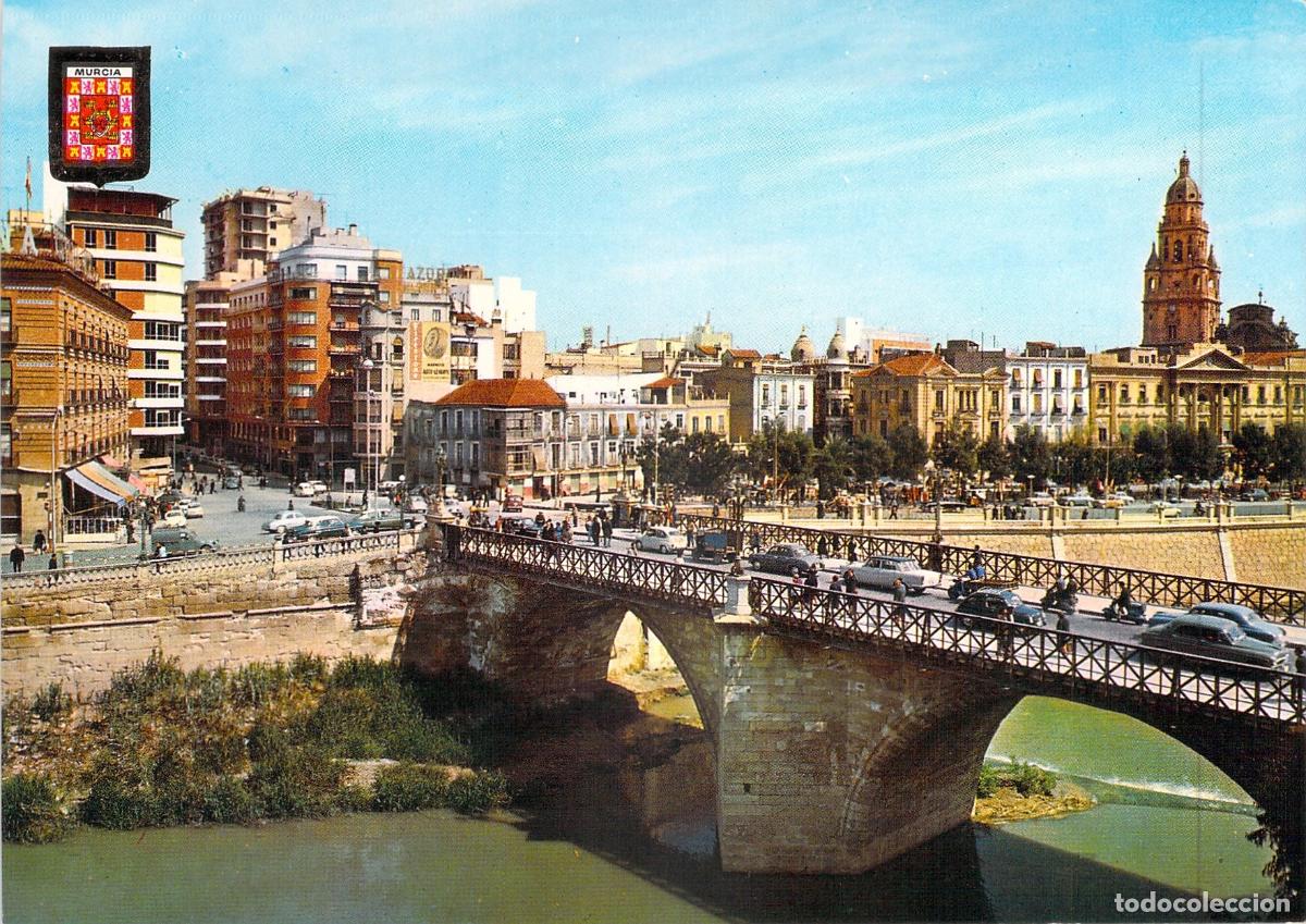 Postales: Postal de Murcia: Puente Viejo y Plaza Mart&iacute;nez Tornel