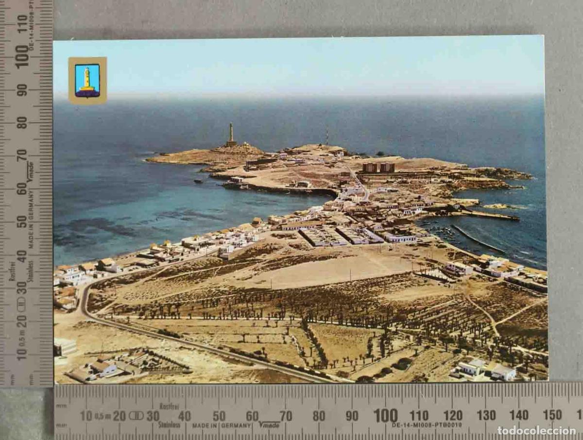 Postales: POSTAL. Cabo de Palos - Cartagena - Murcia - Vista a&eacute;rea del Faro - Escudo de Oro