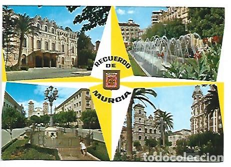 Postcards: PLAZA DE ROMEA - GLORIETA DE ESPA&Ntilde;A - VISTABELLA - PLAZA CENTRAL - PLAZA DE SANTO DOMINGO.- MURCIA