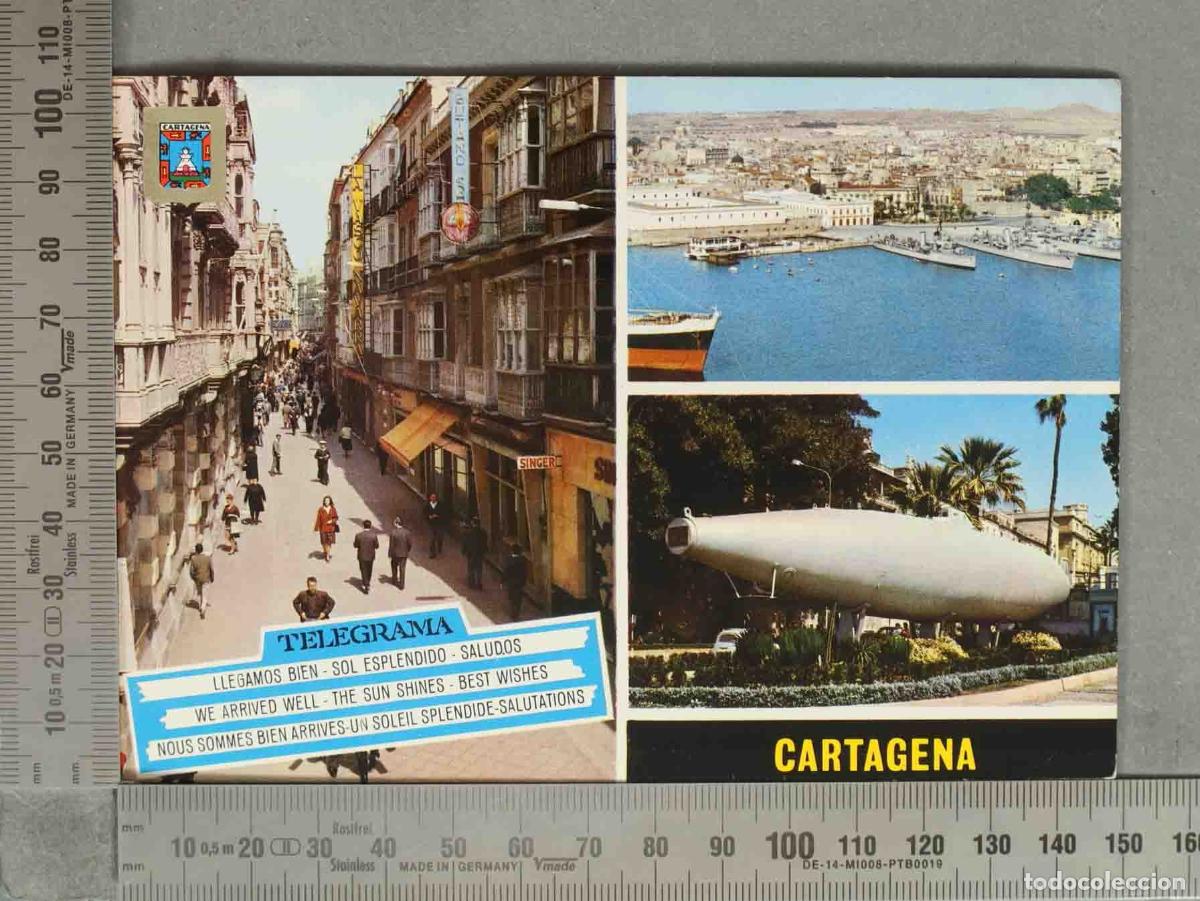 Postcards: POSTAL. Cartagena - Telegrama - Llegamos bien - Sol esplendido - Saludos - Submarino Isaac Peral -