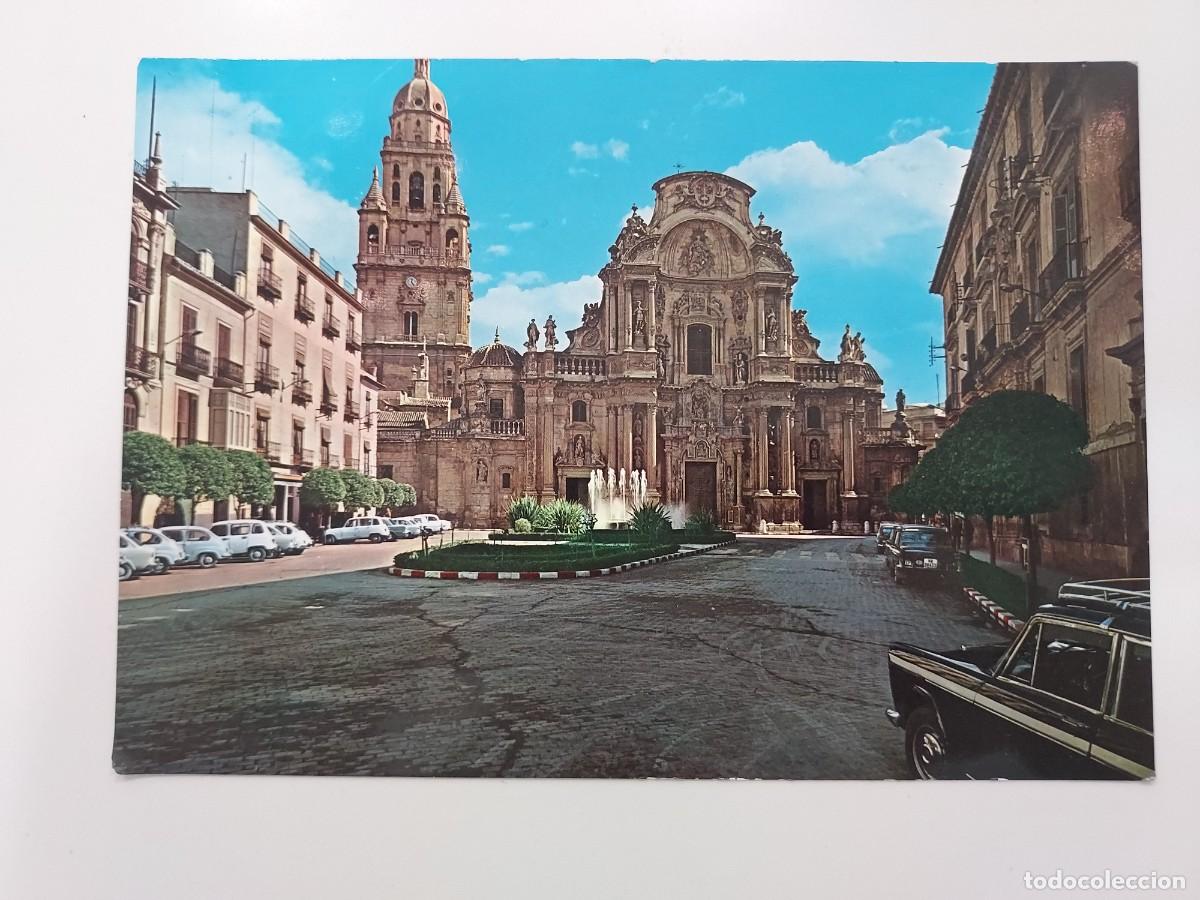 Cartes Postales: POSTAL MURCIA TORRE CATEDRAL FACHADA IGLESIA. 1969. SIN CIRCULAR. TAXI SEAT 600 RENAULT 5