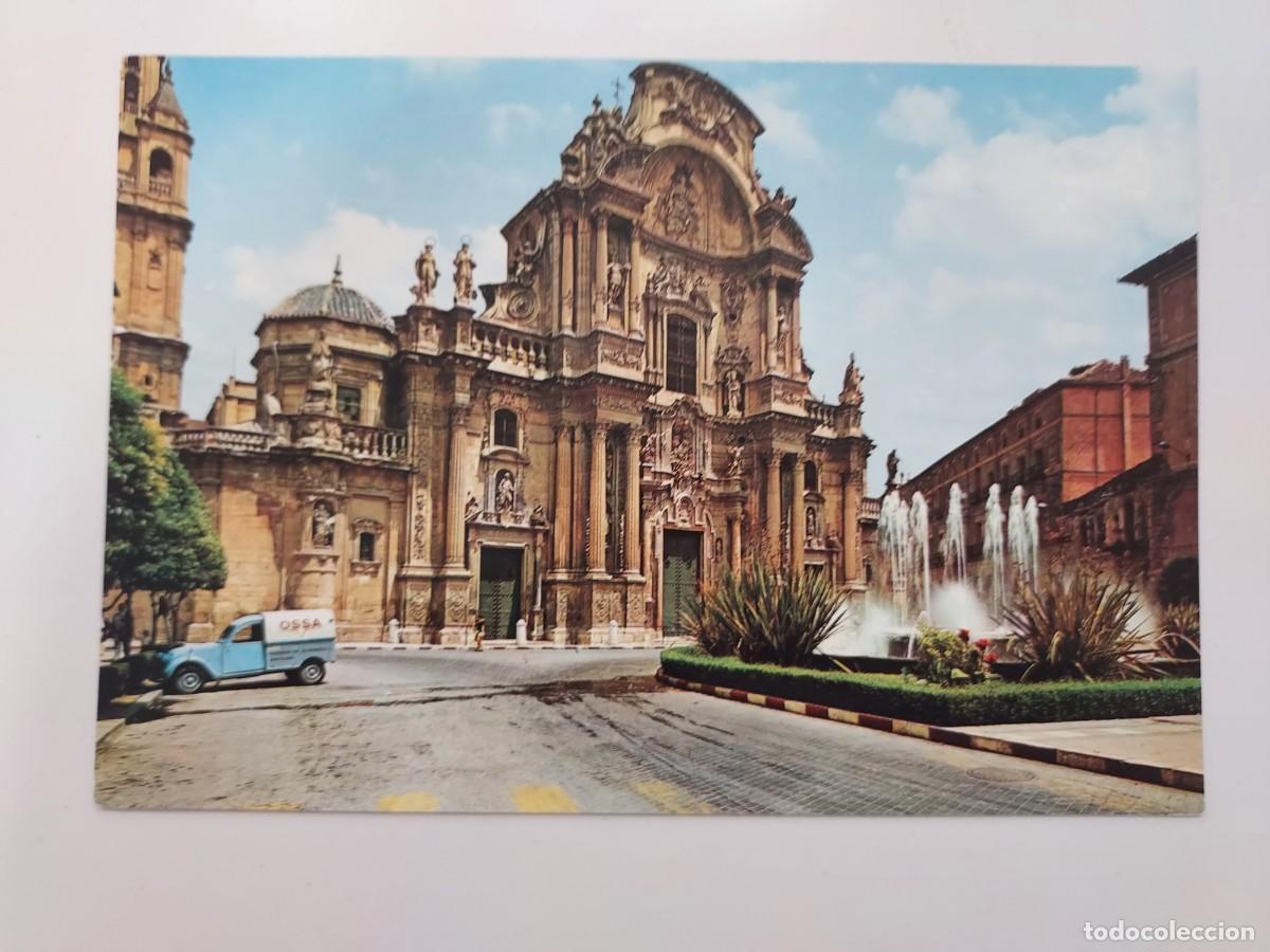 Postales: POSTAL MURCIA PLAZA DEL CARDENAL BELLUGA CATEDRAL. 1969. SIN CIRCULAR. CITROEN 2CV OSSA PUBLICIDAD