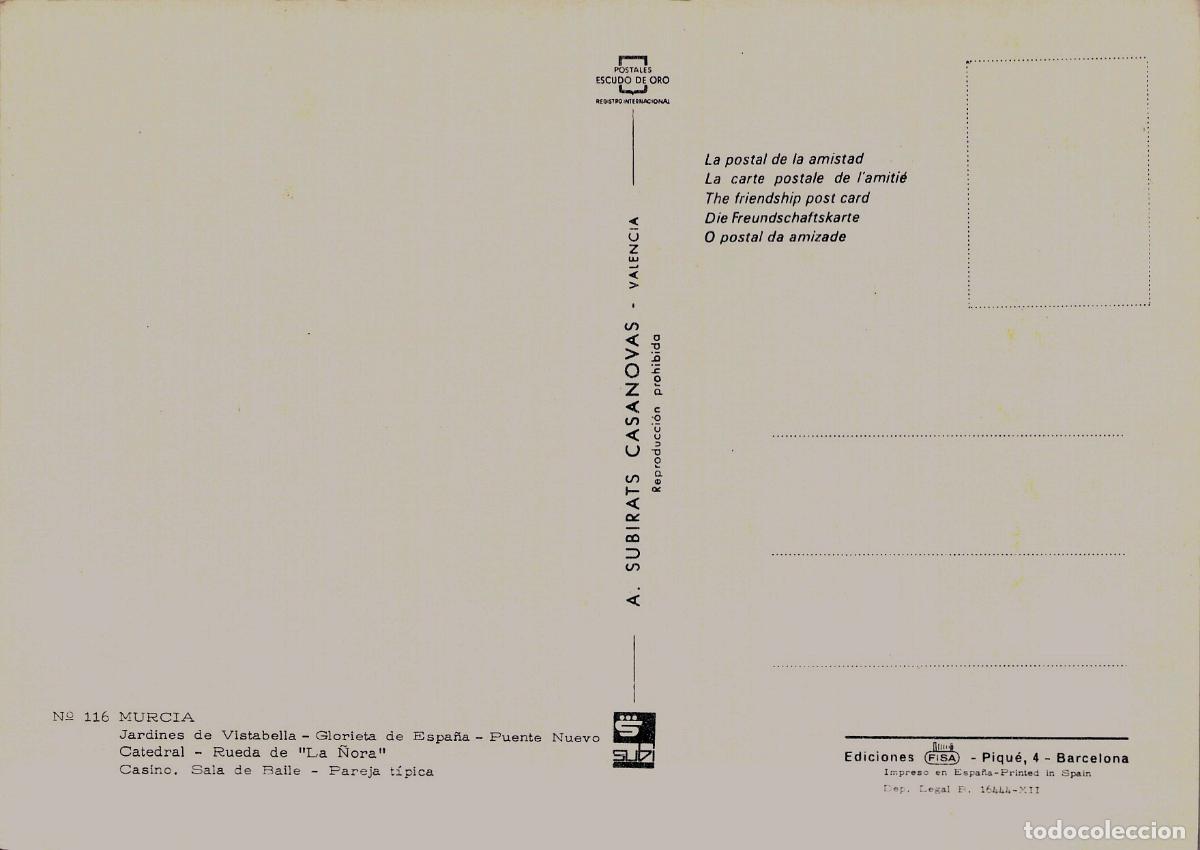 Postales: Postal de Murcia con mapa tur&iacute;stico y monumentos - Foto 2