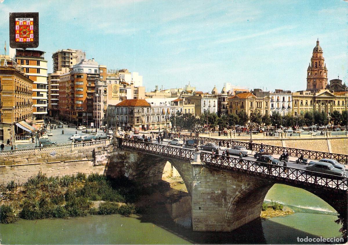 Postales: Postal de Murcia, Puente Viejo y Plaza Mart&iacute;nez Tornel
