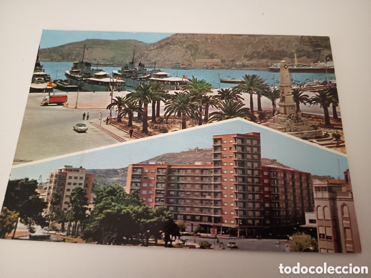 Postales: Cartagena puerto y Plaza Espa&ntilde;a