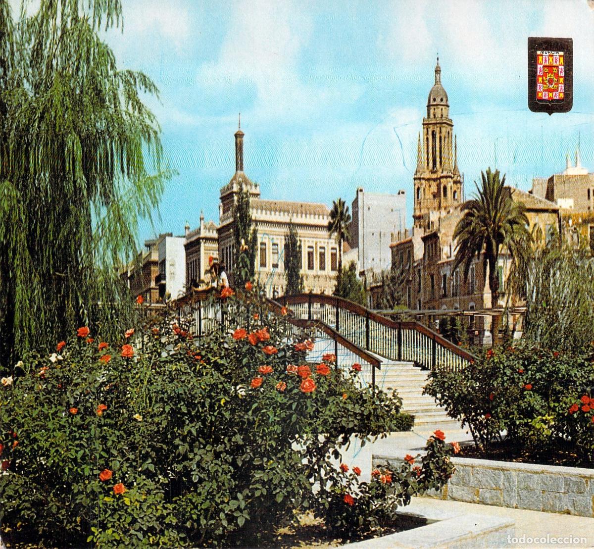 Postales: Postal de la Rosaleda y la Catedral de Murcia
