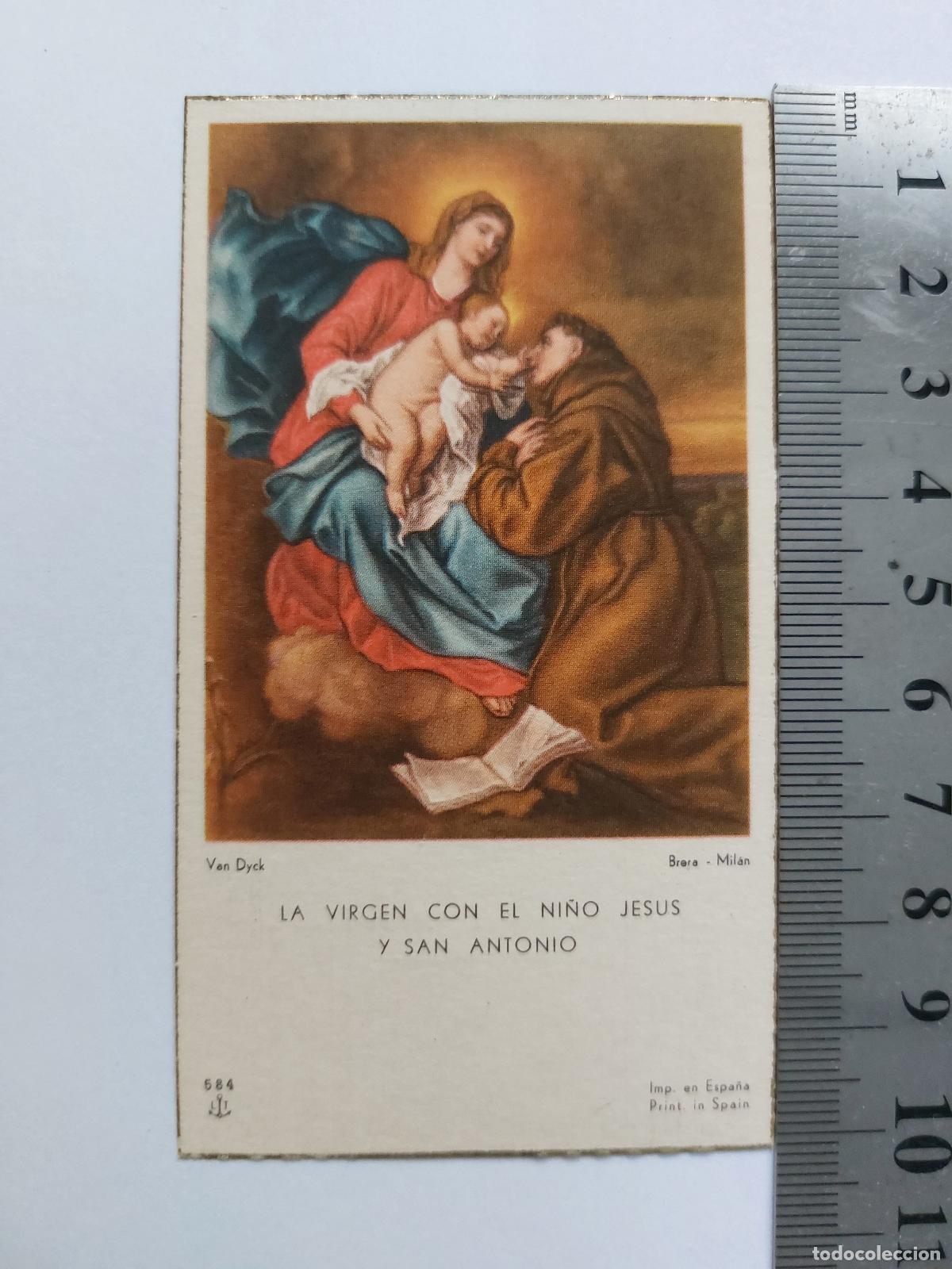 Postales: Estampa La Virgen con el ni&ntilde;o Jesus y San Antonio Ordenaci&oacute;n Sacerdotal