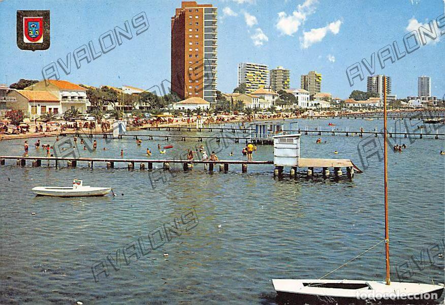 Postales: Paseo y playa de Santiago de la Ribera (Murcia) - Sin circular - A&ntilde;os 70