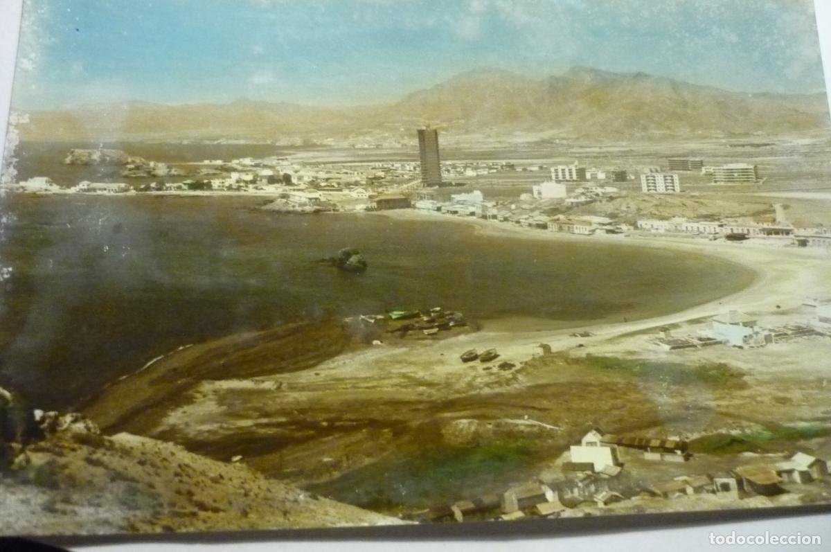 Postales: postal mazarron playa isla coloreada