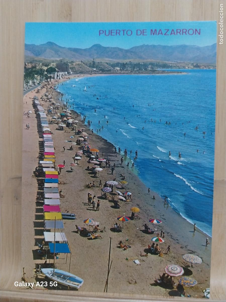 Postales: PUERTO DE MAZARRON PLAYA DEL PUERTO ED ARRIBAS 11 SC ORIGINAL ANIMADA SOMBRILLAS