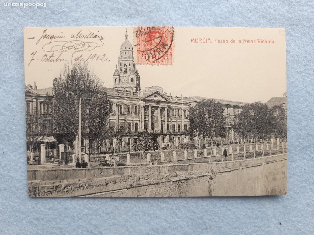 Postales: Murcia. Paseo de la Reina Victoria. Franqueada el 7 de Octubre de 1912.