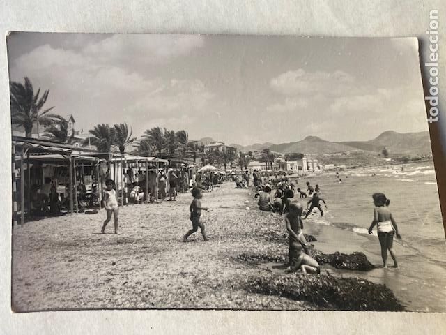 Postales: PUERTO DE MAZARR&Oacute;N (MURCIA).- PLAYA.- FOTOS RODRIGUEZ. ESCRITA EN DORSO