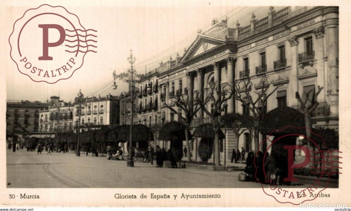 Postales: Murcia Glorieta de Espa&ntilde;a y Ayuntamiento MURCIA ESPA&Ntilde;A