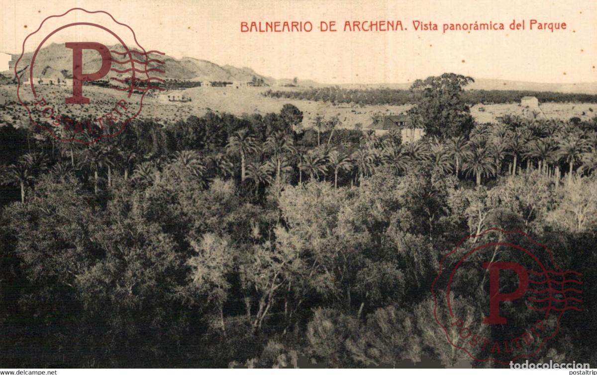Postales: Balneario de Archena Vista panor&aacute;mica del Parque MURCIA ESPA&Ntilde;A