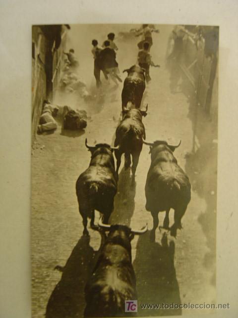 Postales: N&ordm;. 14 PAMPLONA. ENCIERRO DE LOS TOROS. - Foto 1
