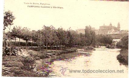 Postales: POSTAL PAMPLONA CATEDRAL Y RIO ARGA - Foto 1
