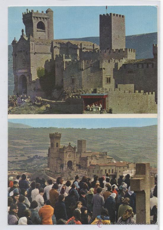 Postales: TARJETA POSTAL CASTILLO DE JAVIER MARCHA AL CASTILLO NAVARRA - Foto 1