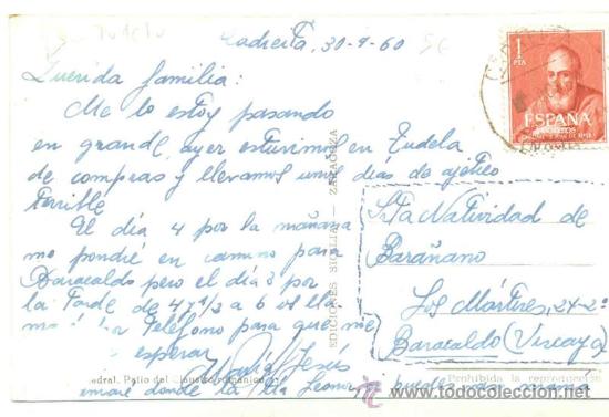 Postales: Tudela .. Escrita 1960 - Foto 2