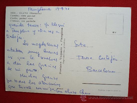 Postales: POSTAL , CASTILLO DE OLITE , NAVARRA ,CIRCULADA  1976 - Foto 2