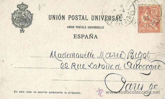 Postales: ESCUDO DE NAVARRA. CIRCULADA EN 1903 DESDE PARIS. - Foto 2