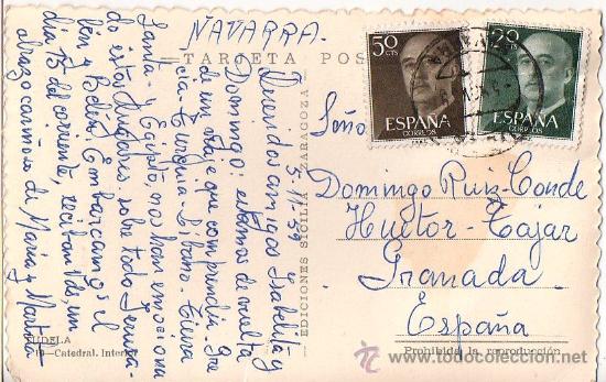 Postales: TUDELA. 19 - CATEDRAL. INTERIOR. EDICIONES SICILIA. - Foto 2