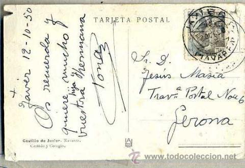 Postales: CASTILLO DE JAVIER - CIRCULADA 1950 - Foto 2