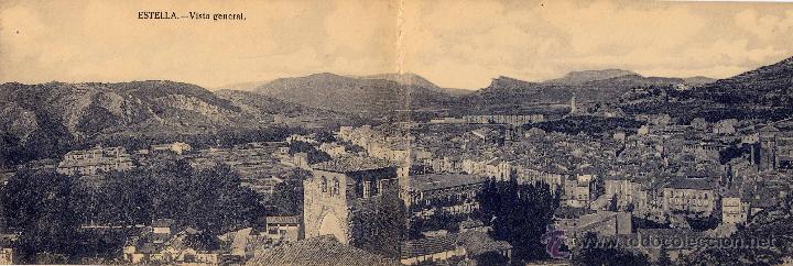 Postales: ESTELLA (NAVARRA).- VISTA GENERAL- DOBLE - Foto 1