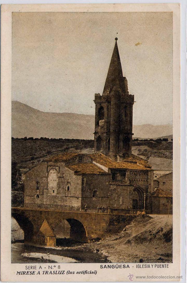 Postales: SANG&Uuml;ESA (NAVARRA).- IGLESIA Y PUENTE - Foto 1