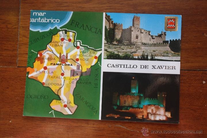Postales: POSTAL DE JAVIER XAVIER, NAVARRA. A&Ntilde;O 1968. CASTILLO DE XAVIER Y MAPA. - Foto 1