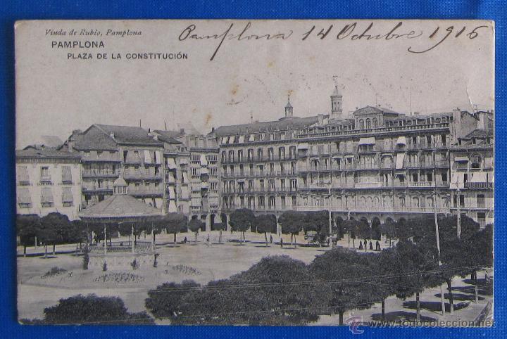 Postales: PAMPLONA. PLAZA DE LA CONSTITUCI&Oacute;N. VIUDA DE RUBIO. - Foto 1