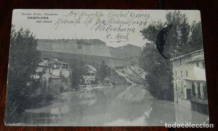 Postales: PAMPLONA, RIO ARGA, EUSEBIO RUBIO, CIRCULADA - Foto 1
