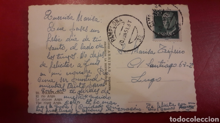 Postales: Pamplona rio Arga 1959 circulada - Foto 2
